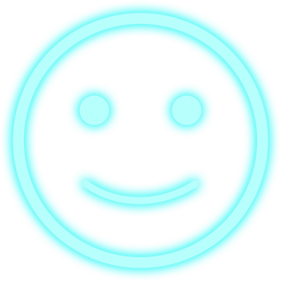 Cyan Neon Happy Emoji