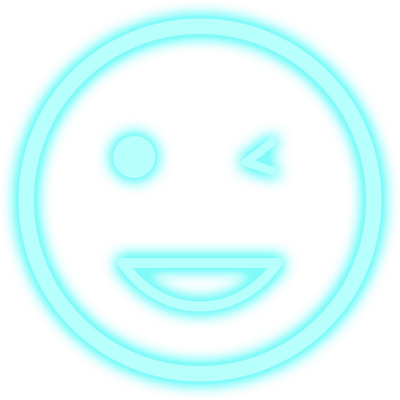 Cyan Neon Wink Emoji